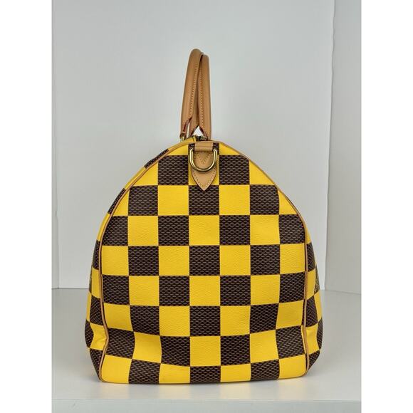 Louis Vuitton Speedy 55 Bandouliere Damier Pop Yellow and Brown Canvas - Picture 4 of 16